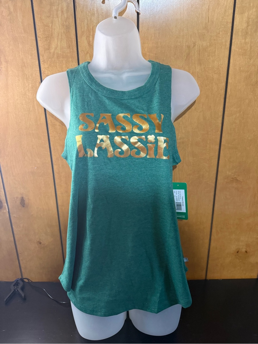 Tipsy Elves Green Tank with Gold Foil "Sassy Lassie"